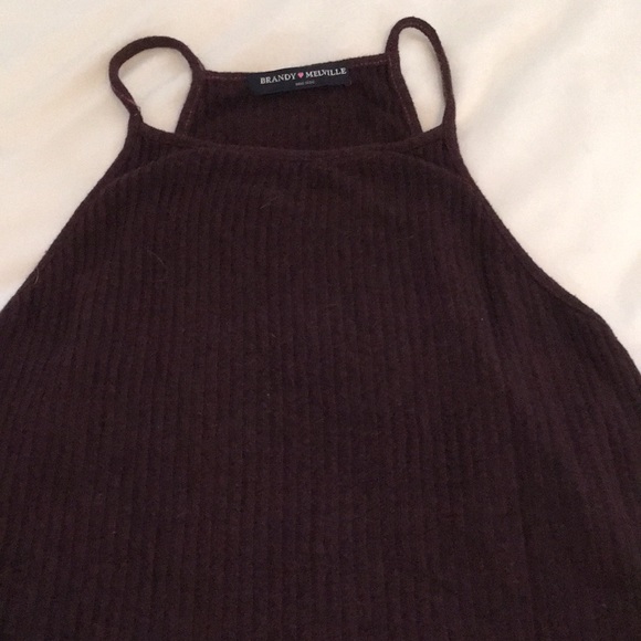 Ribbed Knit Maroon Halter Top from Brandy Melville - Picture 4 of 5